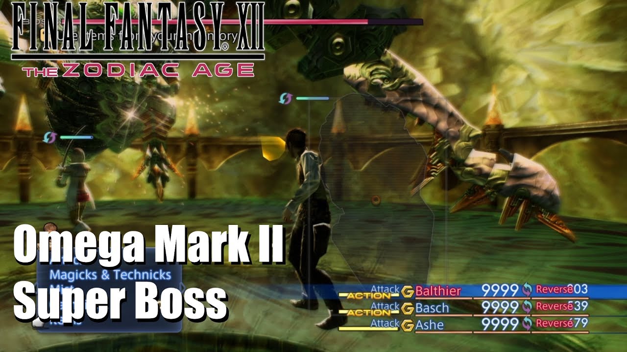 Final Fantasy XII The Zodiac Age - Omega Mark II Super Boss Fight (PS4)