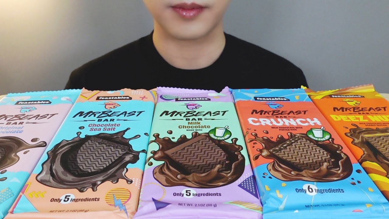 미스터비스트 피스터블 초콜렛 5가지 먹방 MrBeast Feastables Chocolate ASMR MUKBANG