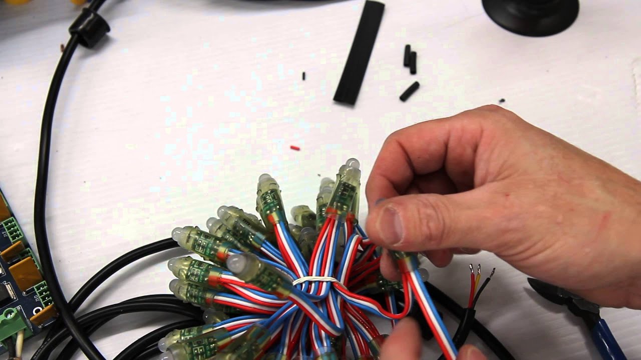 How to solder extension wires onto pixel node strings