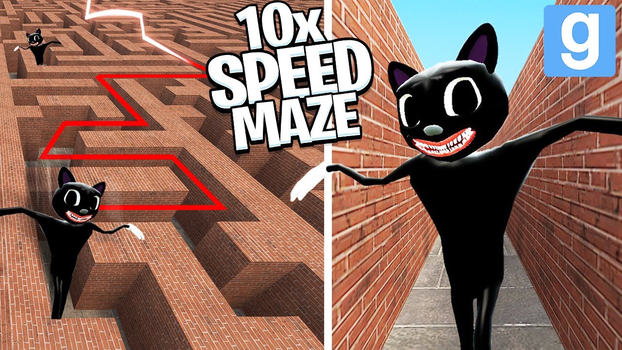 Cartoon Cat... but 10x FASTER in a MAZE! (Garry's Mod Sandbox) | JustJoeKing