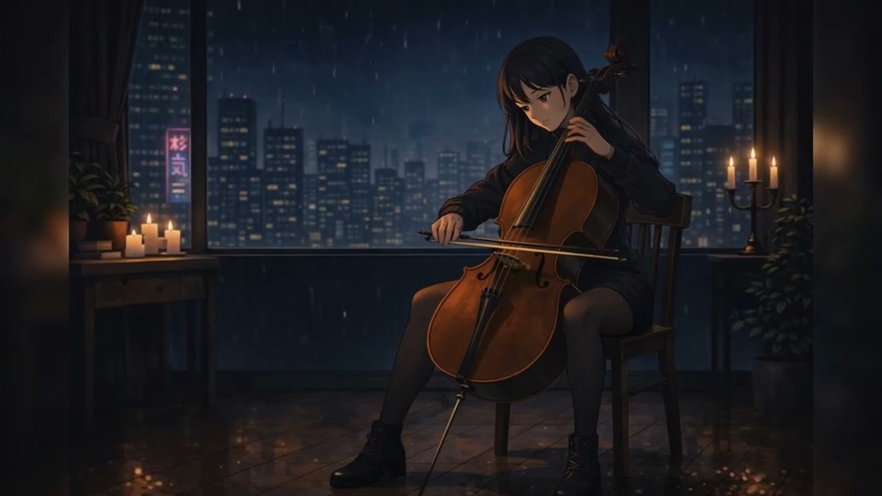9 Hours Dark Cello & Rain | Neo-Tokyo Night Study Music (Airi Mizuno)