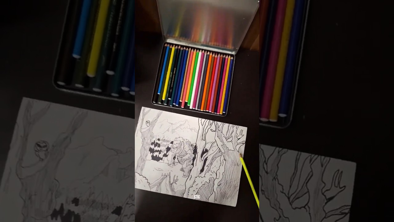 Drawing A Yeti In Forest Hyper Realistic Pen art 