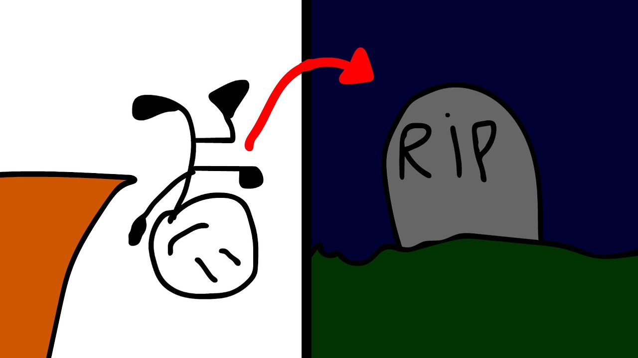 stickman jump off the cliff and dies