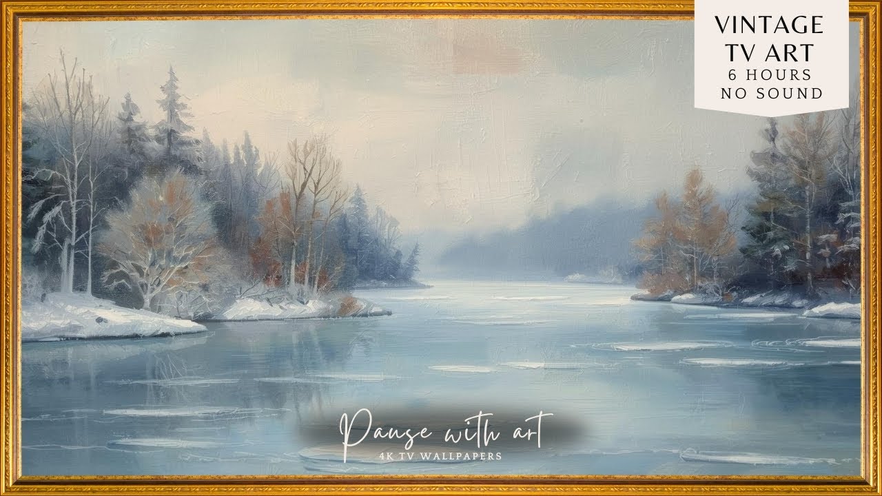 Winter Landscape Oil Painting Style Frame Art for TV | Relaxing Vintage Screensaver Background
