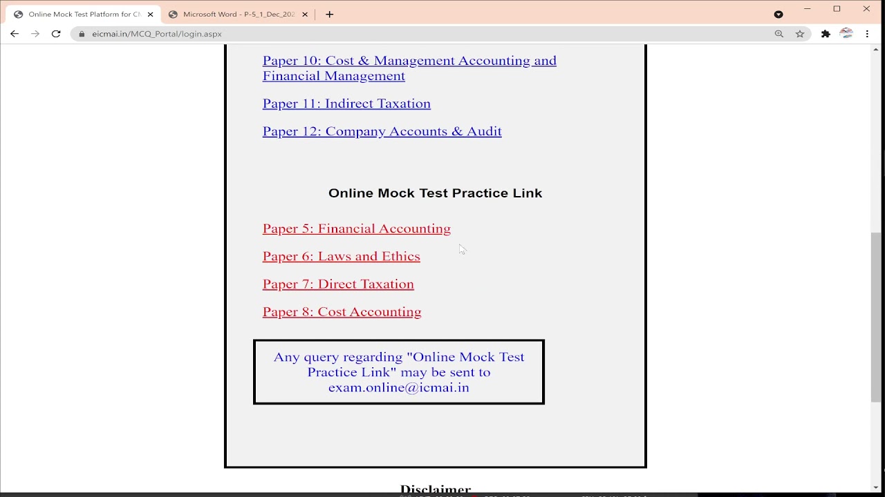 Mock Test of CMA Institute   Working Should be Part of Your Answers SOLVED NOW