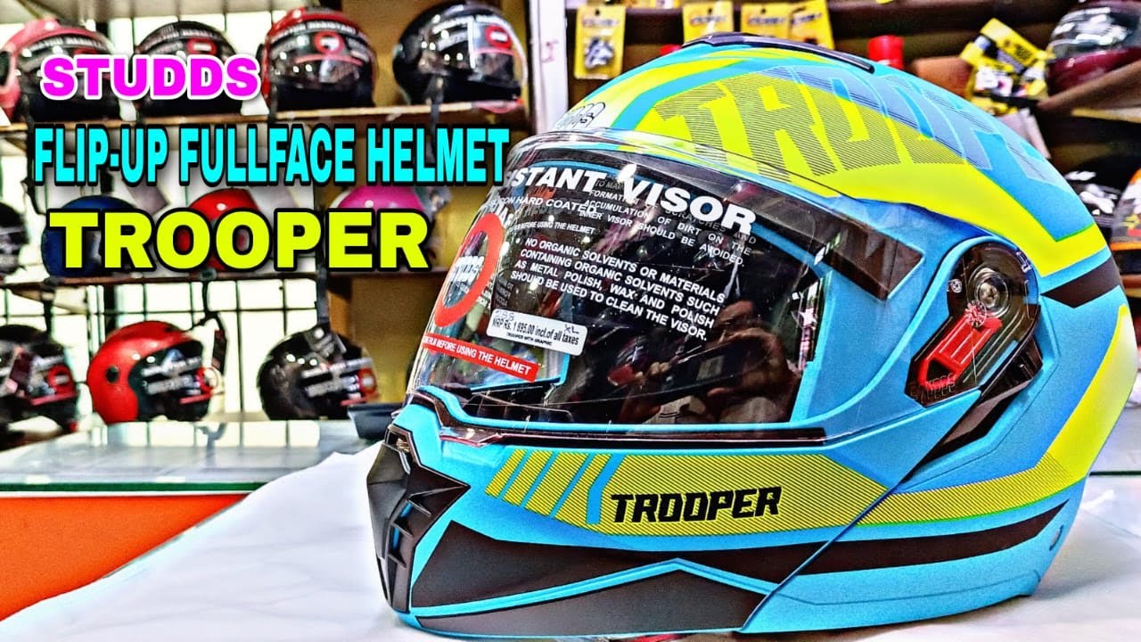 TROOPER || STUDDS || FLIP-UP FULL FACE HELMET || DOUBLE VISOR || BEST  HELMET || REVIEW IN HINDI