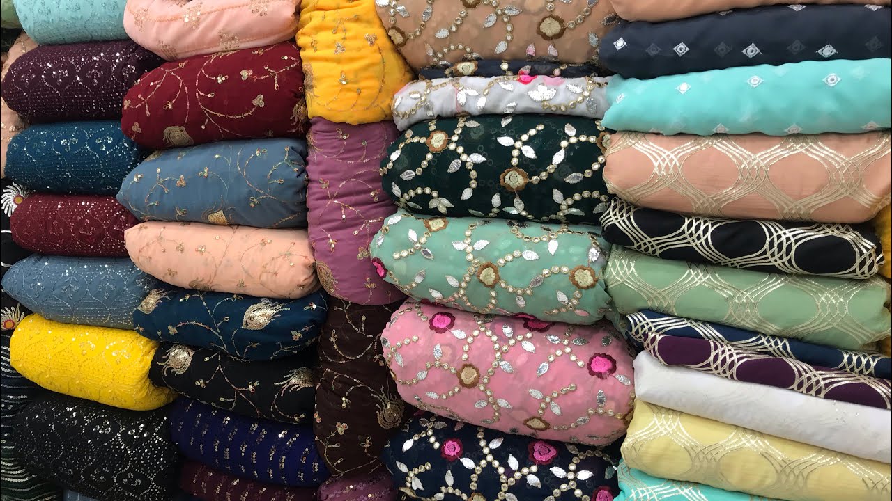 New Designer Boutique Fabric| Georgget Organza Lycra Crepe Sequen Fab|Katran Market Mangolpuri