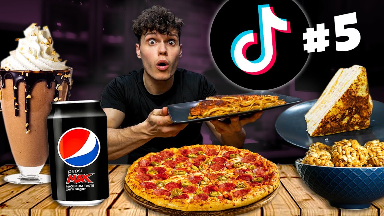 Jem JEDZENIE z TikToka! #5 (NAJLEPSZY MAKARON, FIT PIZZA, SHAKE PEPSI...)