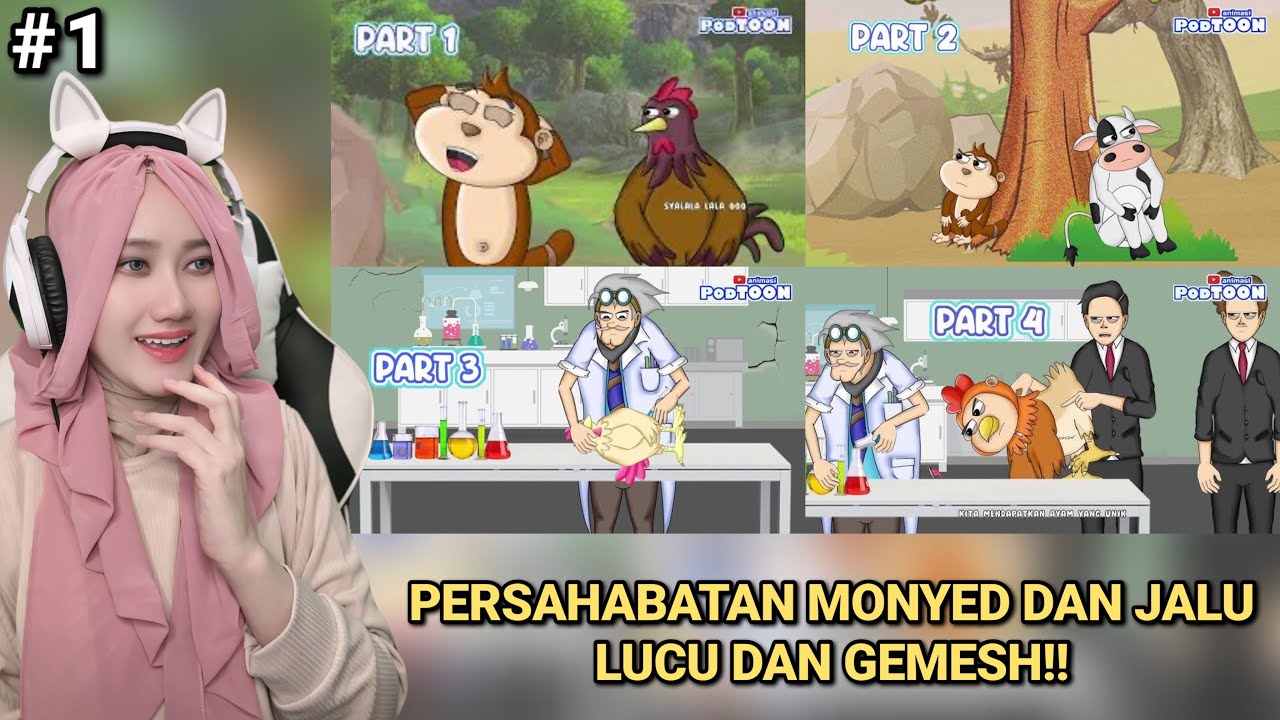 REACTION ANIMASI PODTOON - PERSAHABATAN MONYED DAN JALU #1 PART 1-4