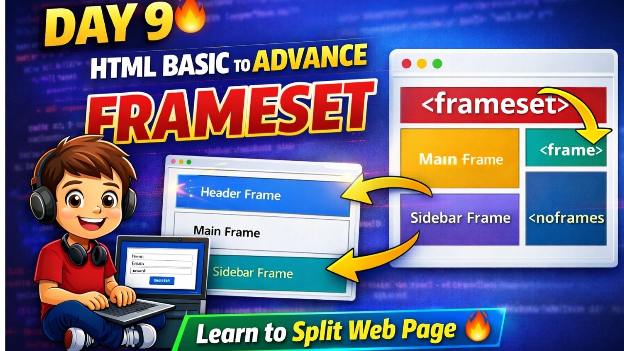 Day 9 of HTML Complete Course (Basic to Advance) 🚀HTML Frameset
