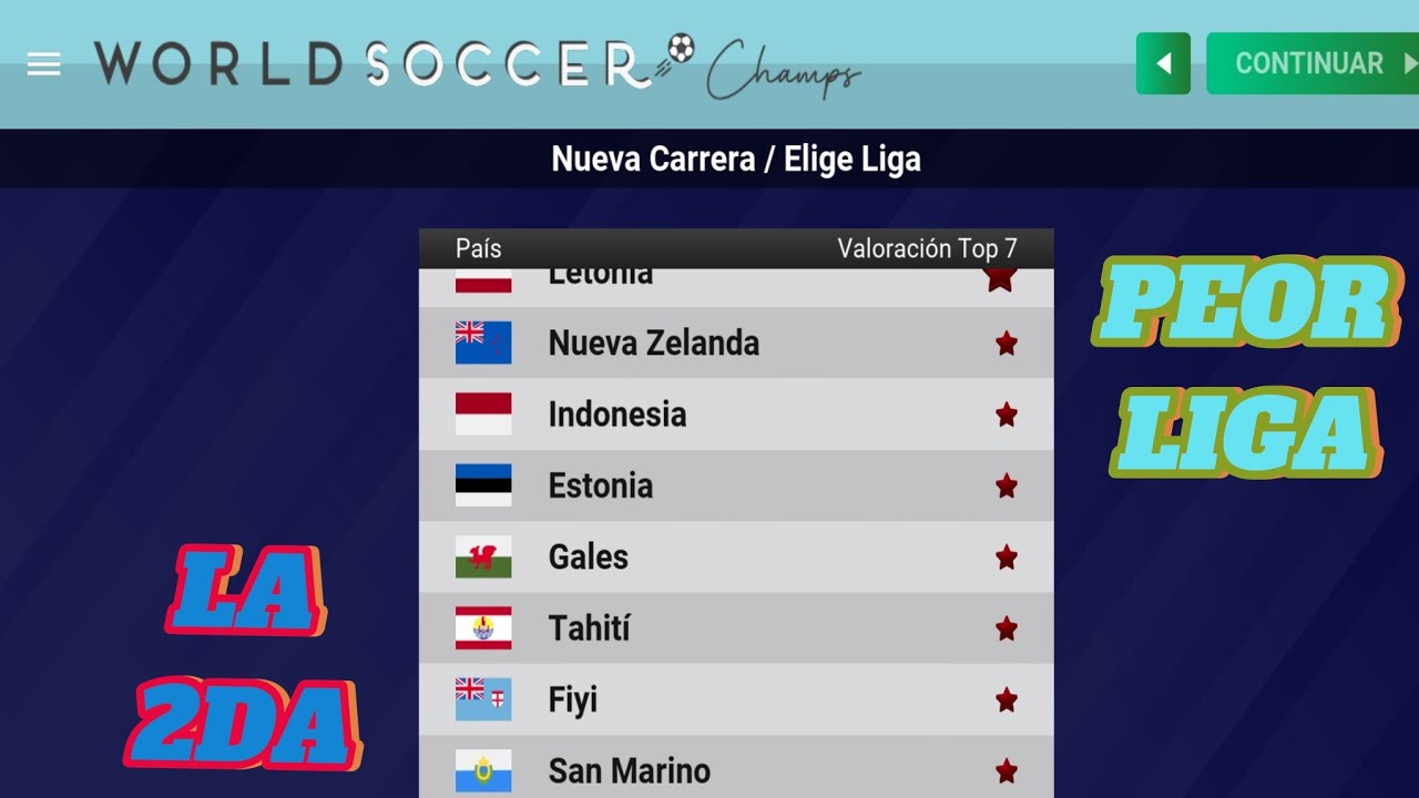 MEJORANDO LA SEGUNDA PEOR LIGA DE WORLD SOCCER CHAMPS (FIYI)