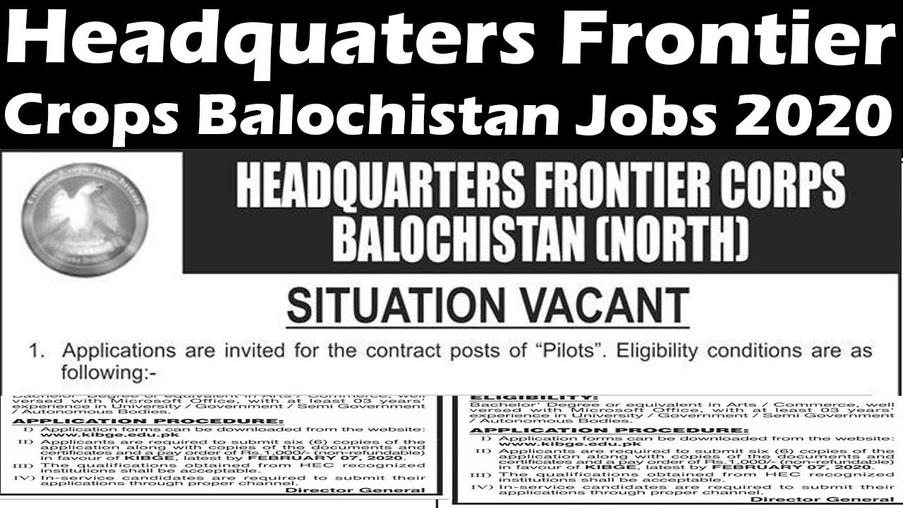 Headquarters Frontier Corps Balochistan Jobs 2020 | | Frontier Corps Balochistan Jobs  | Frontier |