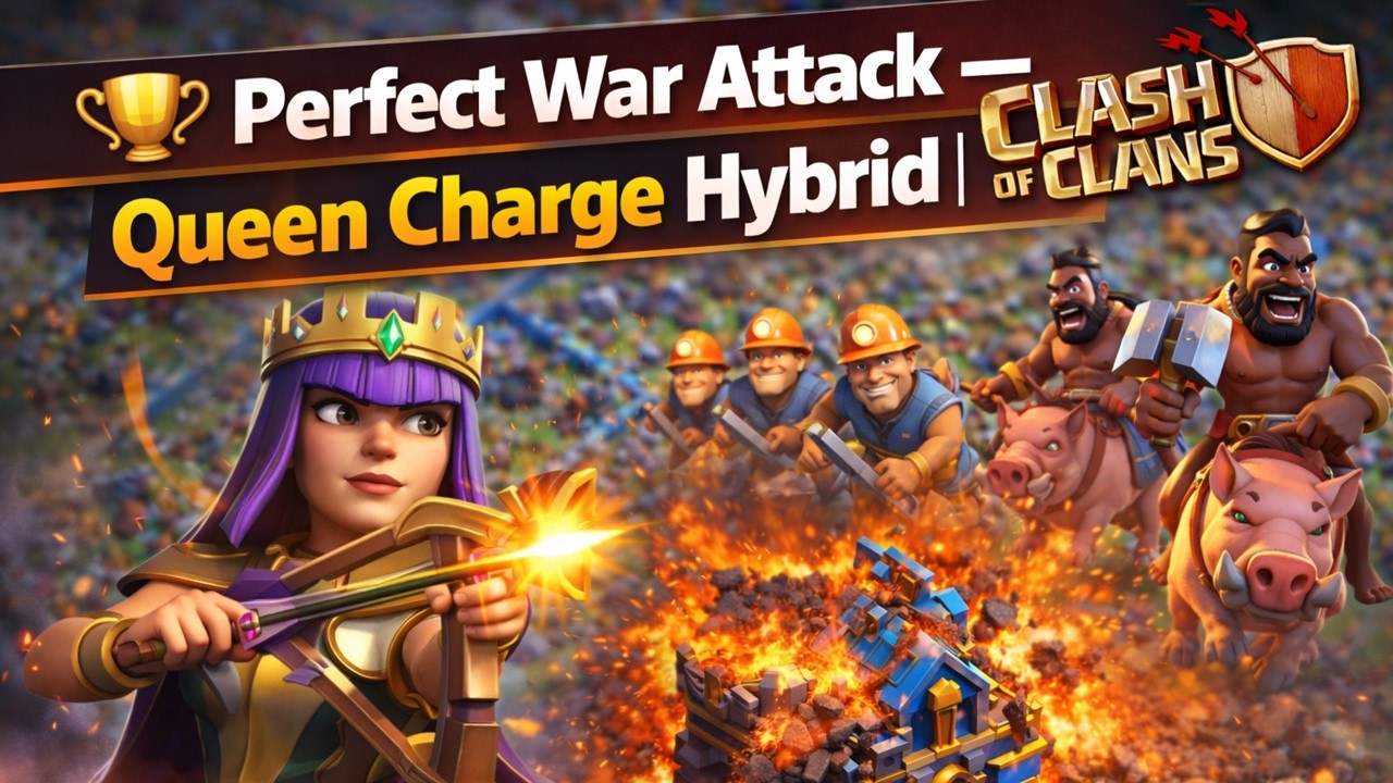 🏆 Perfect War Attack – Queen Charge Hybrid  Clash of Clans