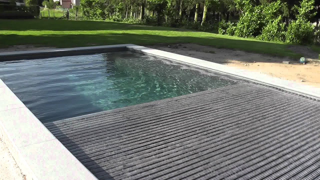 BBPOOLS Grijs zwembad met inbouw rolluik