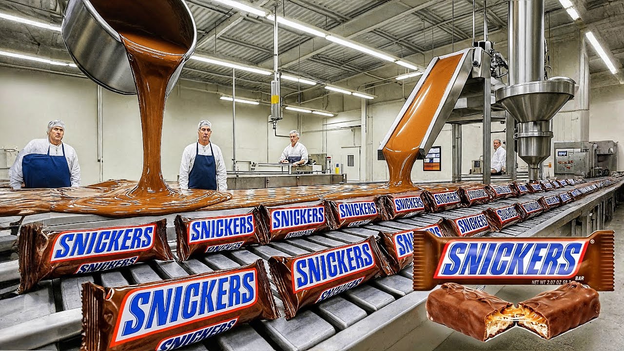 How Snickers Are Made in a Factory | Full Candy Bar Production Process | HOW IT'S MADE