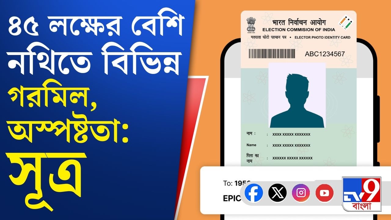 SIR in Bengal, Election Commission Updates: ৪৫ লক্ষের বেশি ভোটারকে অযোগ্য বলে মনে করছে কমিশন: সূত্র