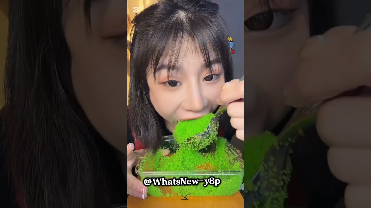 #ASMR green tobiko eggs EXTREMELY crunchy fishroe #fyp 