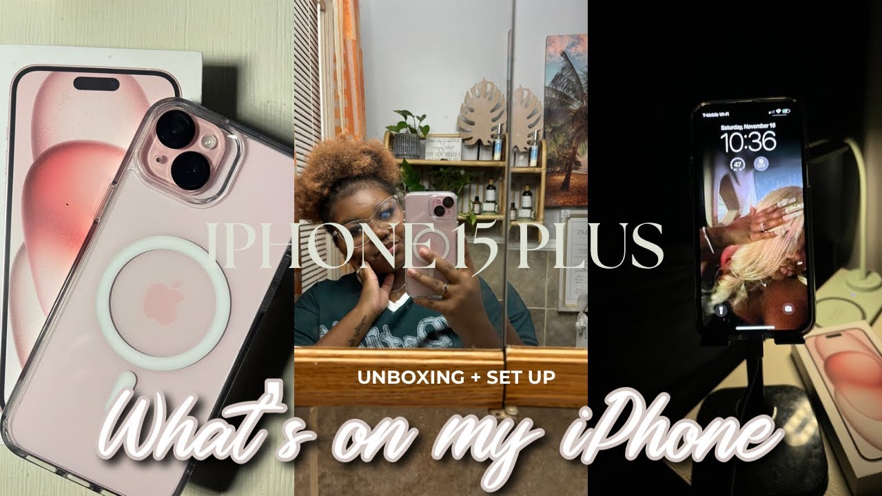 iPhone 15 Plus (pink) unboxing, set up + What's on my iPhone?! 📲🎀