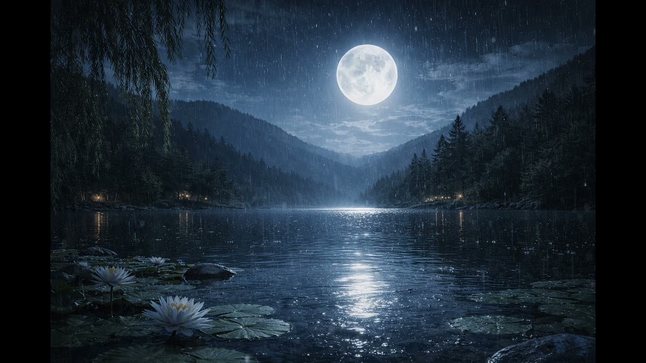 달빛에 젖은 고요한 밤 | 빗소리와 함께하는 잔잔한 음악 Moonlit Quiet Night | Calm Music with Gentle Rain Sounds