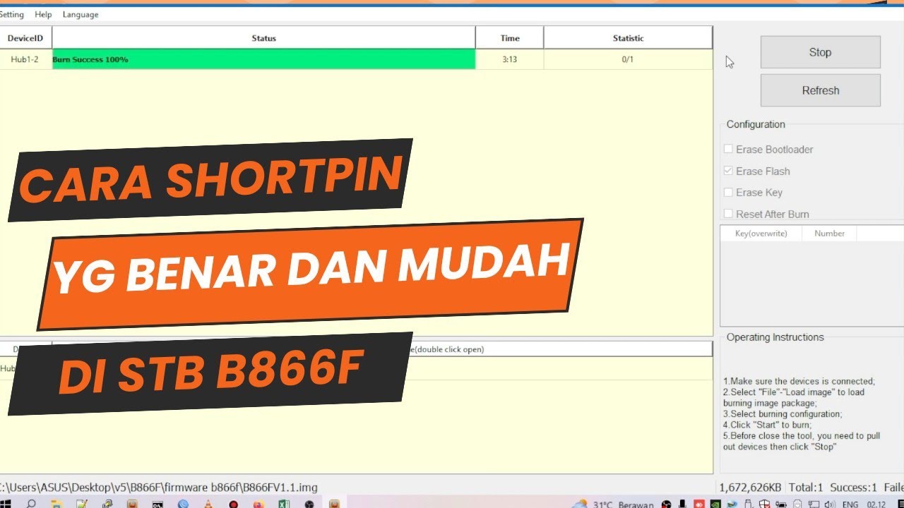 CUKUP SEKALI SHORTPIN , BEGINI CARA SHORTPIN DI STB B866F DENGAN MUDAH