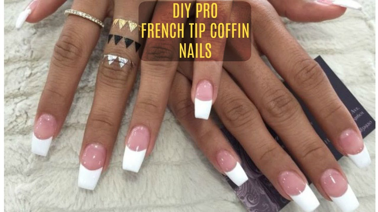 DIY PROFESSIONAL FRENCH NAILS AT HOME $6 !! | French Tip Coffin Nails