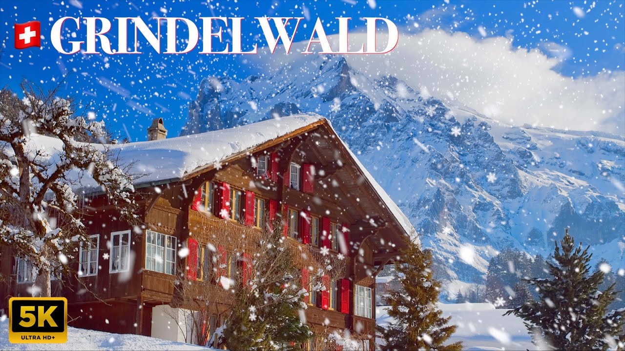 SNOWFALL IN GRINDELWALD 🌨️ ❄️ 🇨🇭 A winter walk through Switzerland’s famous mountain village