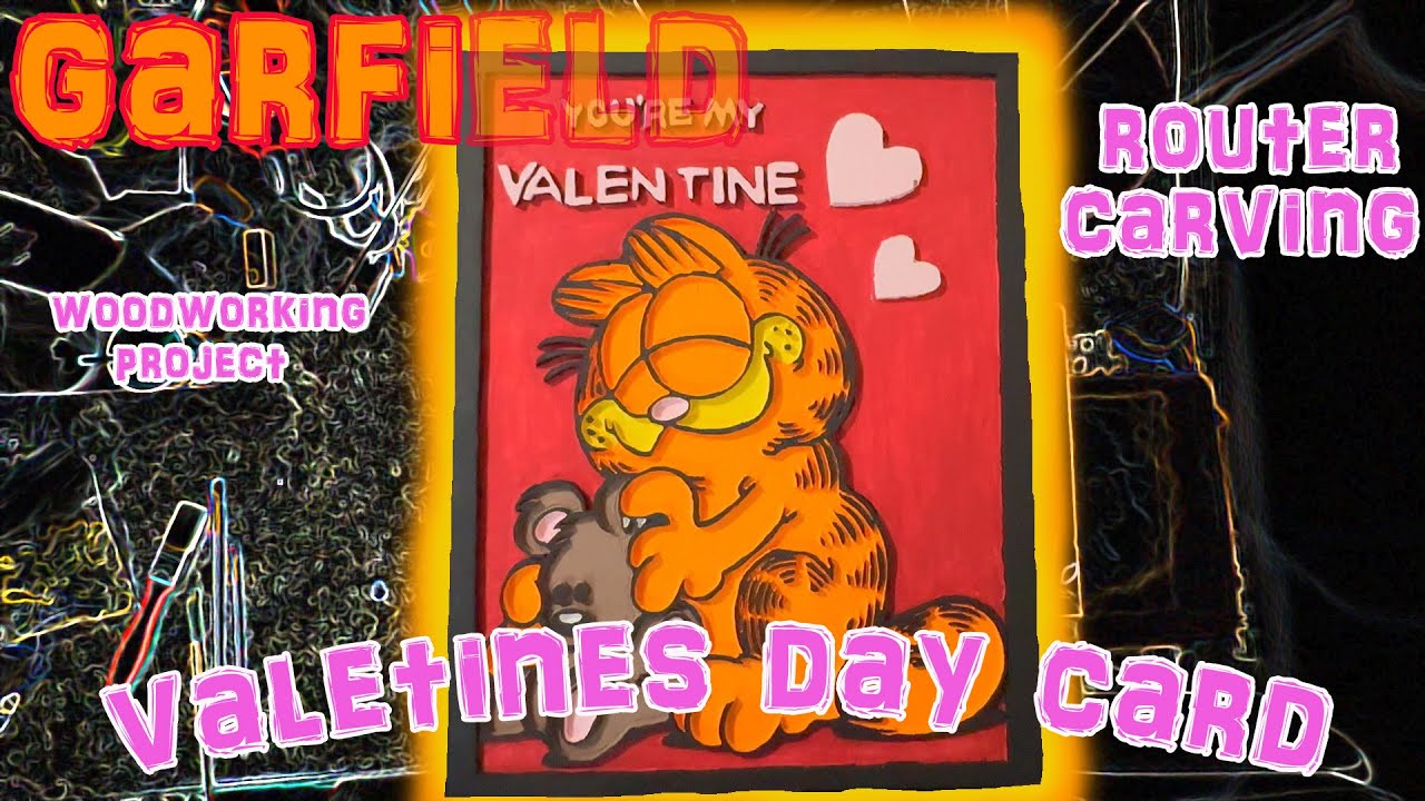 Изготовление открытки с изображением Гарфилда ко Дню святого Валентина: резьба по дереву, художес...
