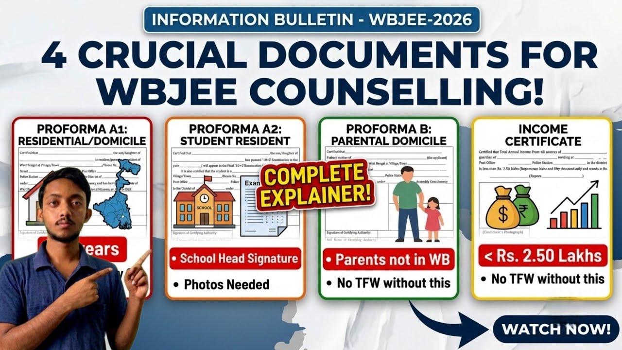 WBJEE / JELET Domicile Certificate Rules: Proforma A1, A2, B & Income Certificate Explained