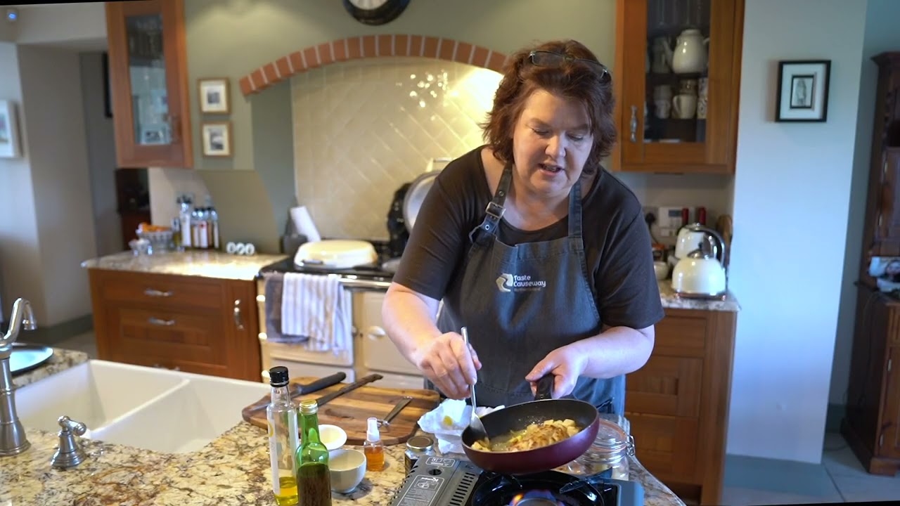 Paula McIntyre cooks a seasoned ling fish in a smoked dulce sauce