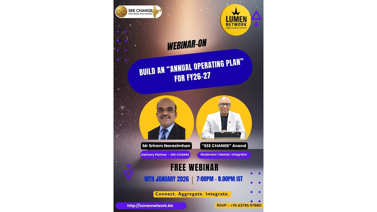 Lumen Network-Webinar #6 on “Build An Annual Operating Plan For FY26-27