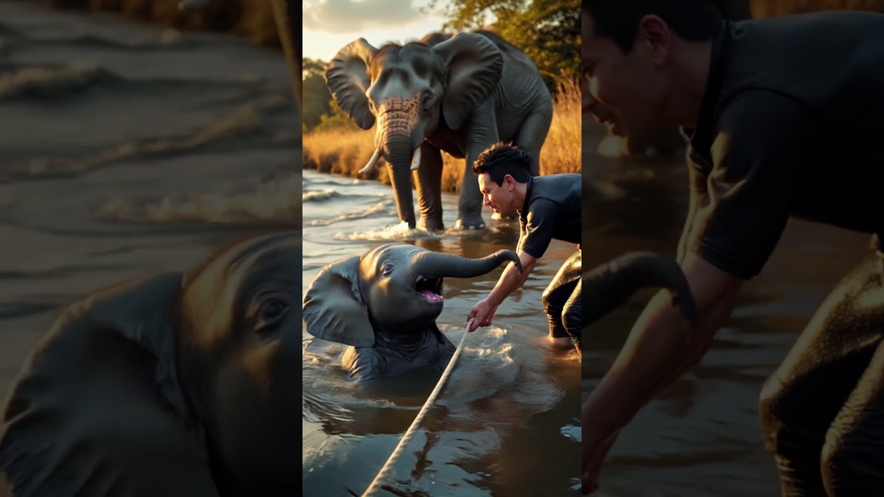 🐘 Adorable Bond! Man Plays with Baby Elephant in Heartwarming Moment ❤️ #wildliferescue#animalrescue