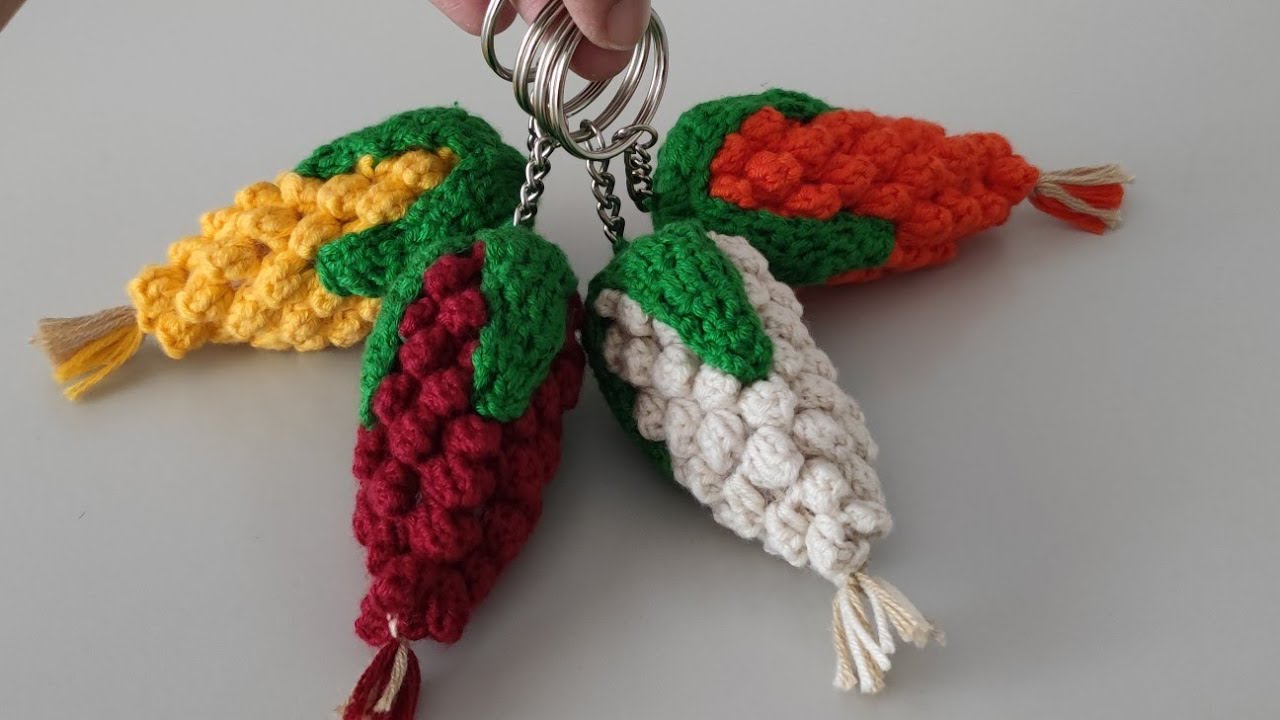 En Kolay Tığ İşi Mısır Anahtarlık Yapılışı ve Modelleri - Very Easy Crochet Popcorn Keychain