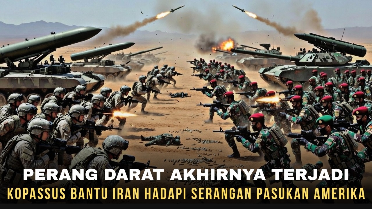 PERANG DARAT BERDARAH !!!  KOPASSUS TURUN BANTU IRAN HADANG SERANGAN BESAR PASUKAN AMERIKA ...