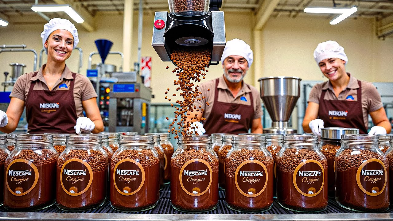 The process of coffee bean roasting | This is how Nescafe coffee is made in a factory!