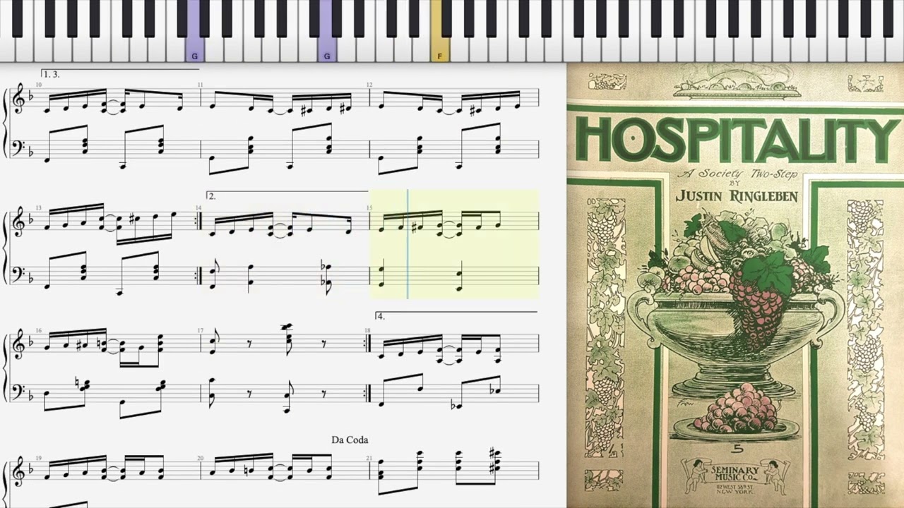 Hospitality by Justin Ringleben (1909, Ragtime piano)