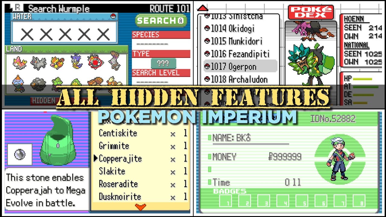 All In-Game Cheat Codes in Pokemon Imperium 1.2