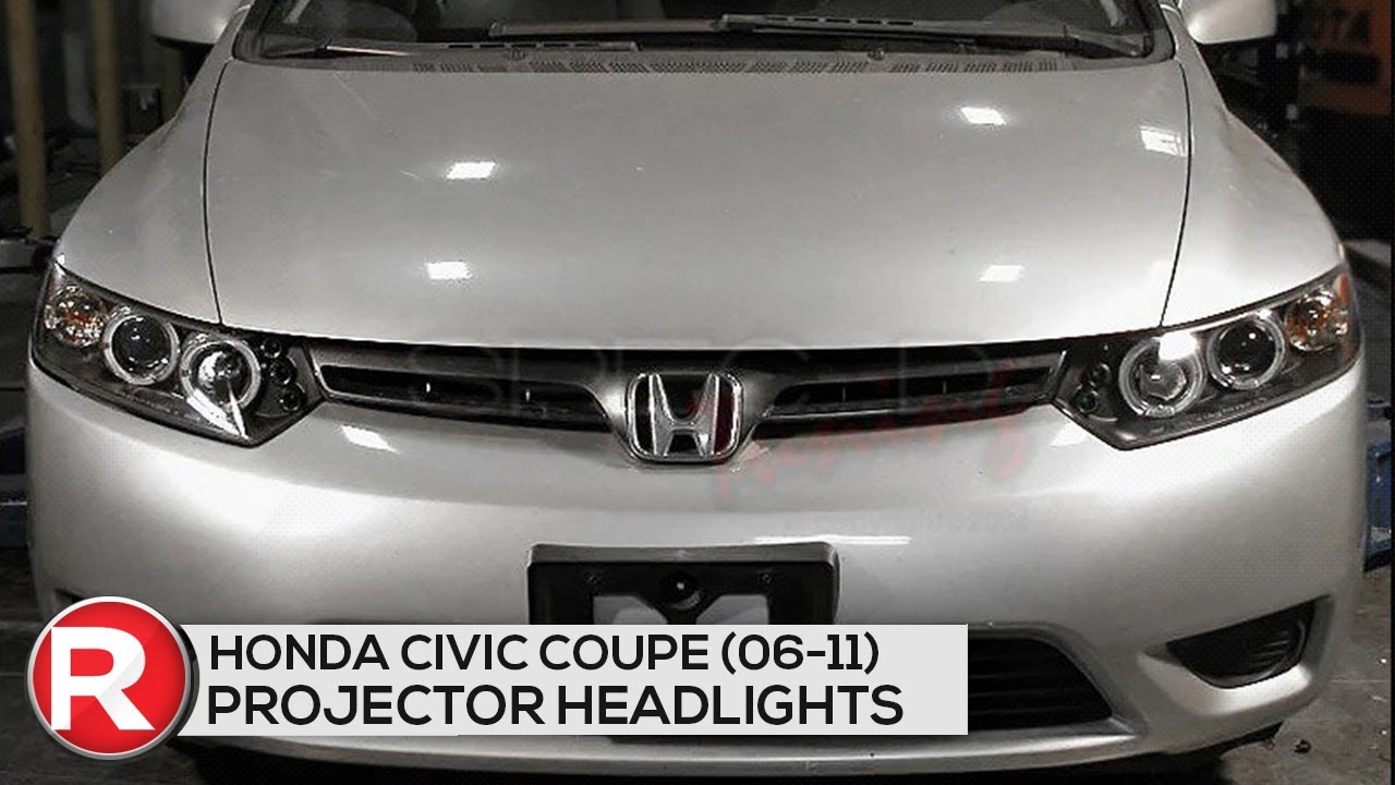 DIY Install: Spec-D Projector Headlights Honda Civic Coupe (06-11) Dual LED Halo - Black or Chrome