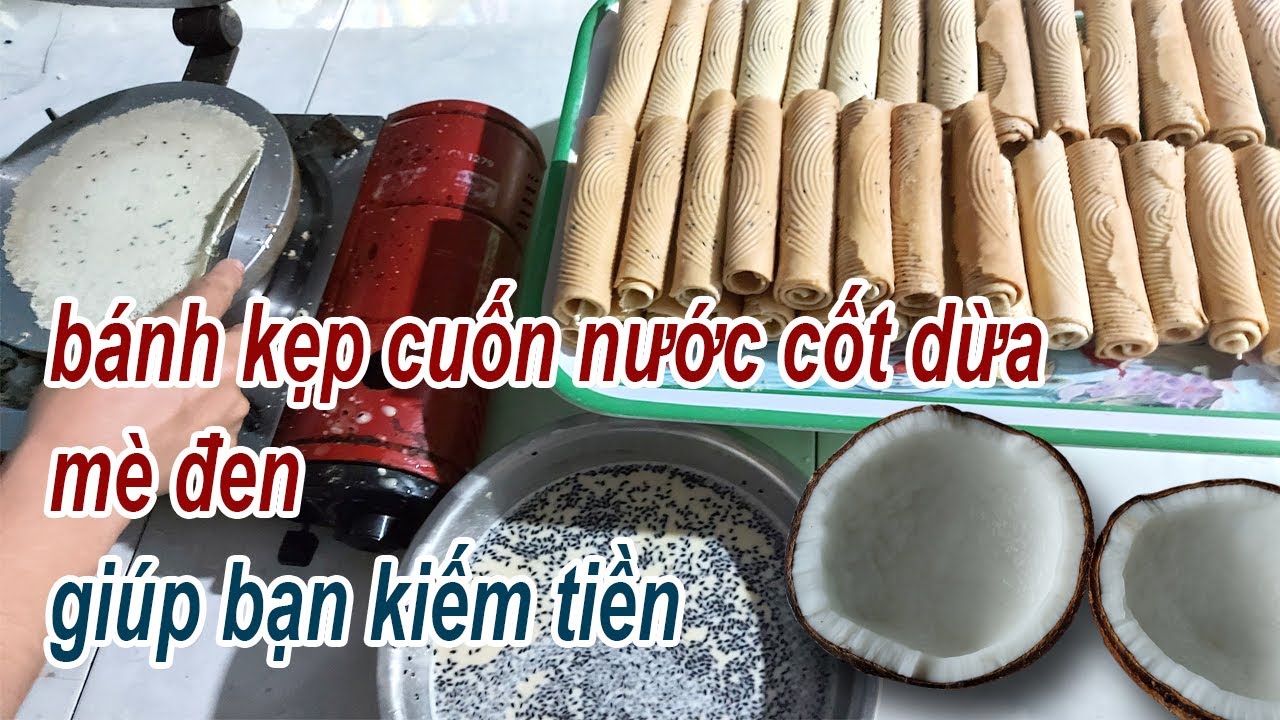 bánh kẹp cuốn nước cốt dừa mè đen làm ăn là ghiền#songnuocmientay