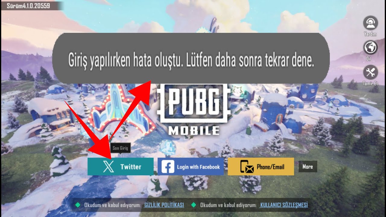 TWITTER (X) GİRİŞ YAPILIRKEN HATA OLUŞTU - GAMELOOP GİRİŞ SORUNU - PUBG MOBİL GİRİŞ SORUNU