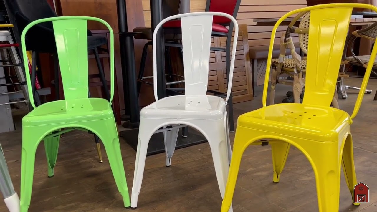 IN STOCK Welded Back Restaurant Chairs Indoor & Outdoor Wood and Metal Powder coated Table & Bases