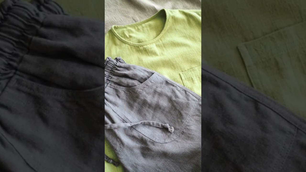 Костюм из конопли, олива, одежда из конопли/Hemp trousers, hemp cloth #short #tiktok #hemp #бохо