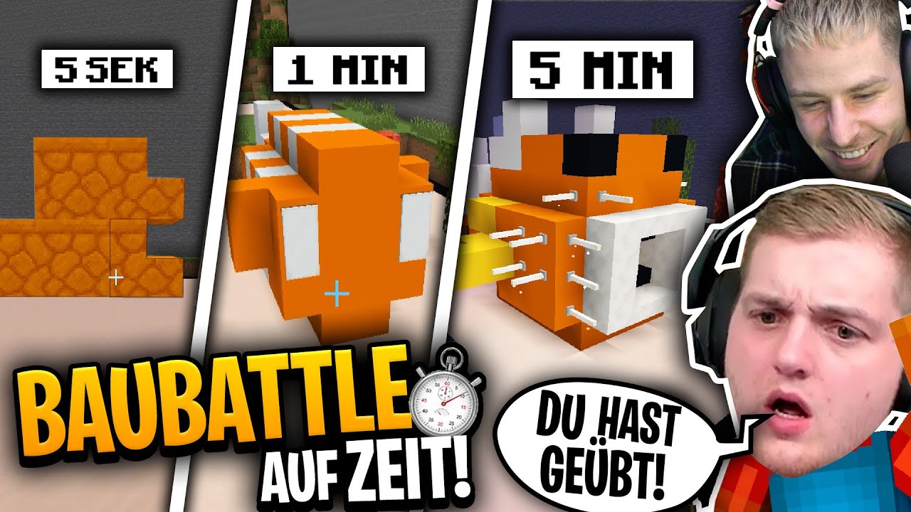FICH in 5 Sekunden, 1 Minute & 5 Minuten gegen TRYMACS im MINECRAFT BAUDUELL BAUEN!