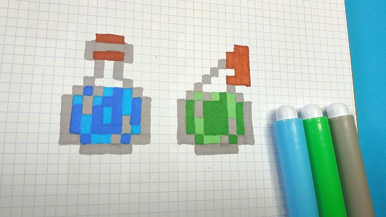 Como Dibujar POCIONES de MINECRAFT | Pixel Art Tutorial