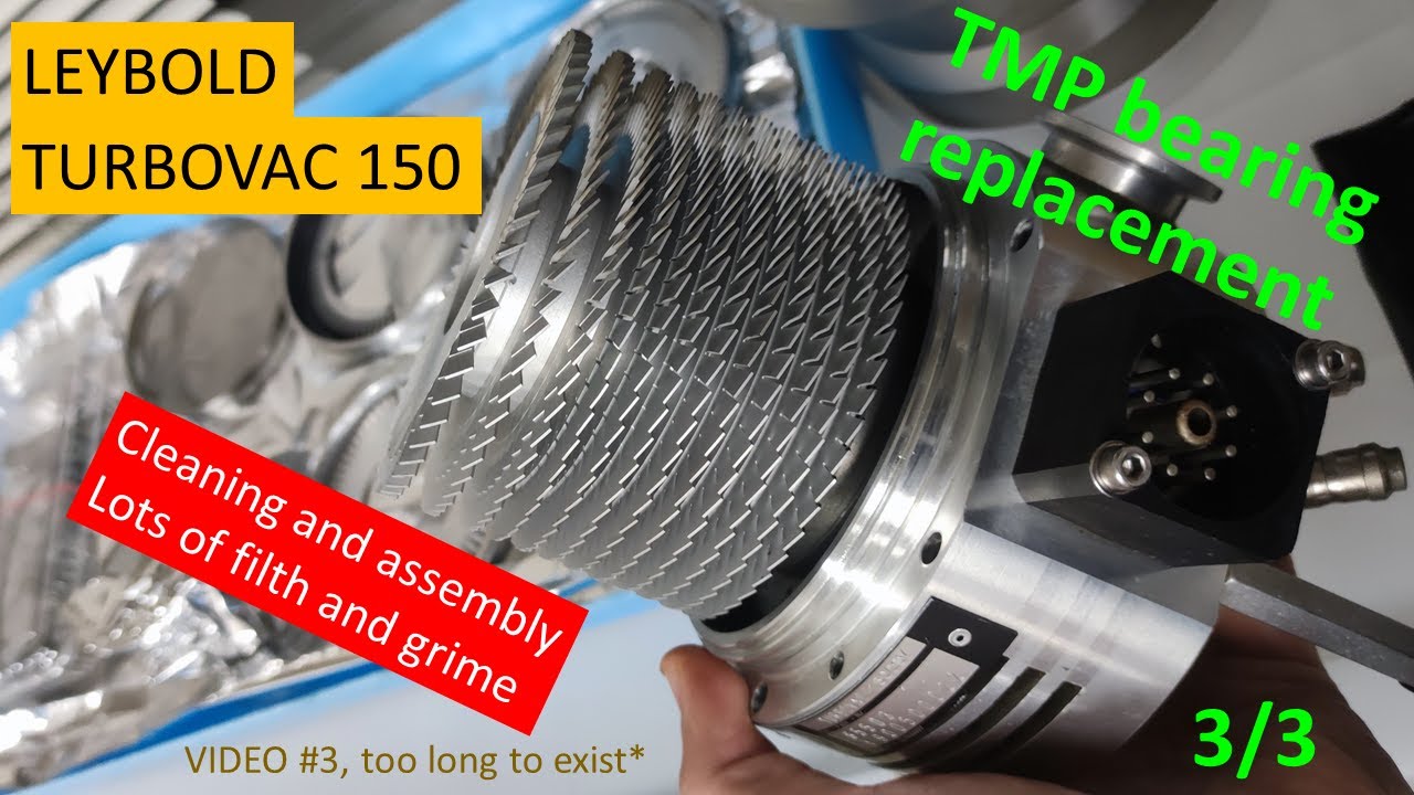 Leybold Turbovac 150. Turbomolecular vacuum pump assembly. Video 3/3
