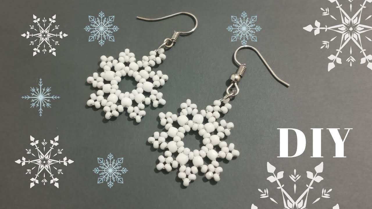 Snowflake earrings tutorial/Easy beaded earrings tutorial/How to Make Snowflake Earrings