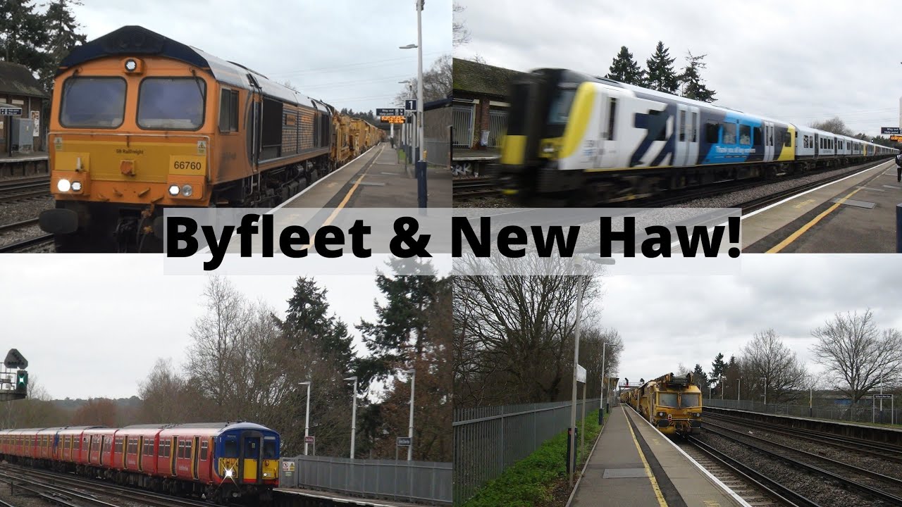 Class 701 Arterio, Class 450 Key Worker Livery & 7 tones from 66760! At Byfleet & New Haw (15/02/22)