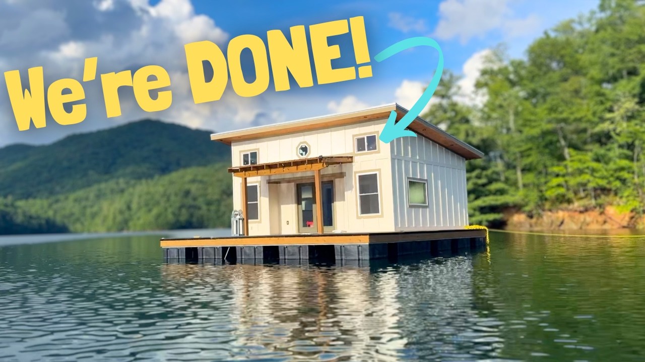 FLOATING CABIN Tour + How We Built & Anchored It!! 🛠️🌊