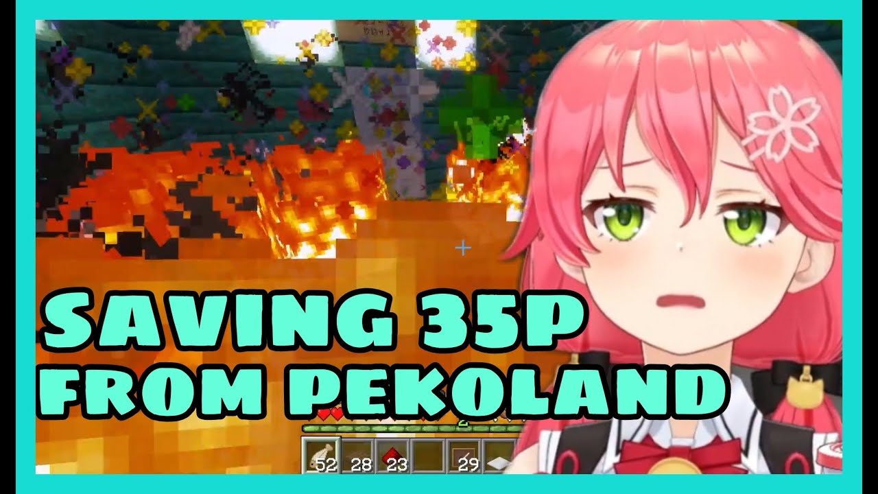 Sakura Miko Save 35P From Pekoland n Almost Died | Minecraft [Hololive/Eng Sub]