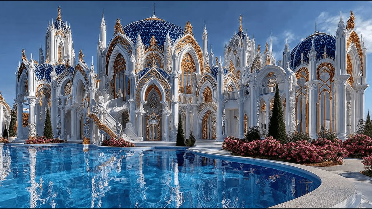 White & Gold Perfection | Inside the Most Luxurious AI Palace Opulent  in  4K