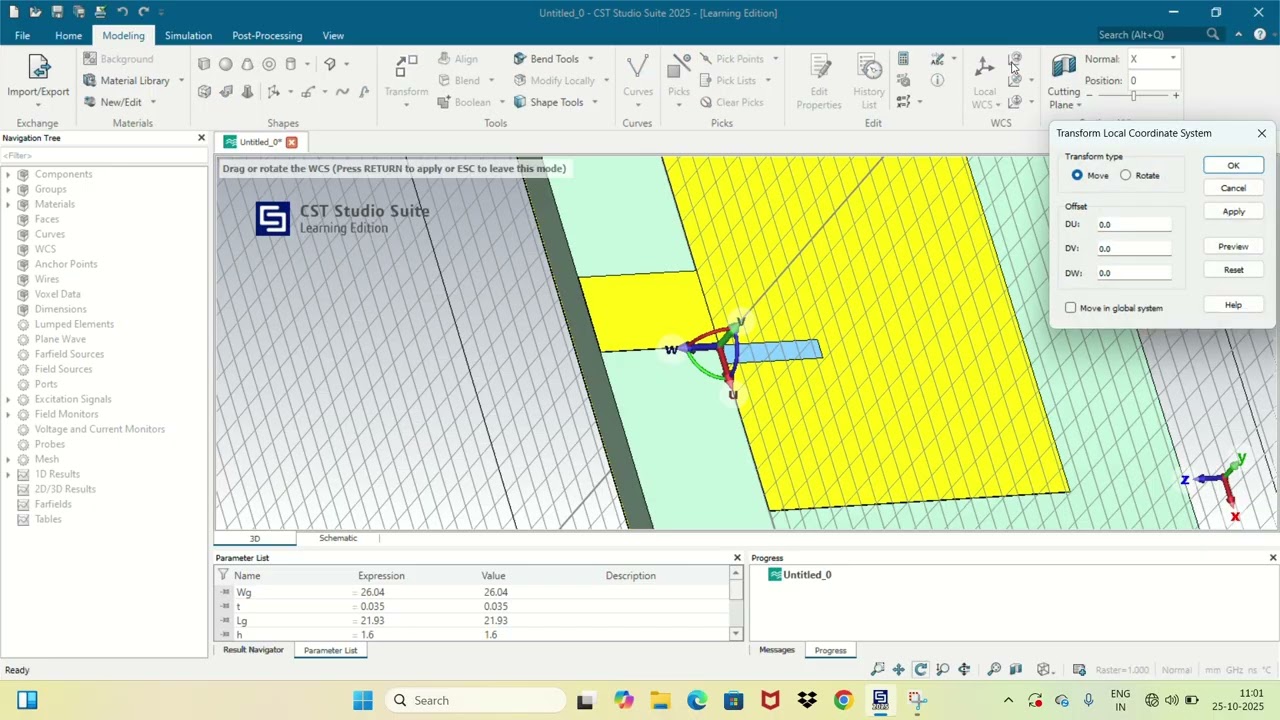 Design and Simulation of Patch Antenna with Microstrip feed in CST f=5.6Ghz #cstsimulation